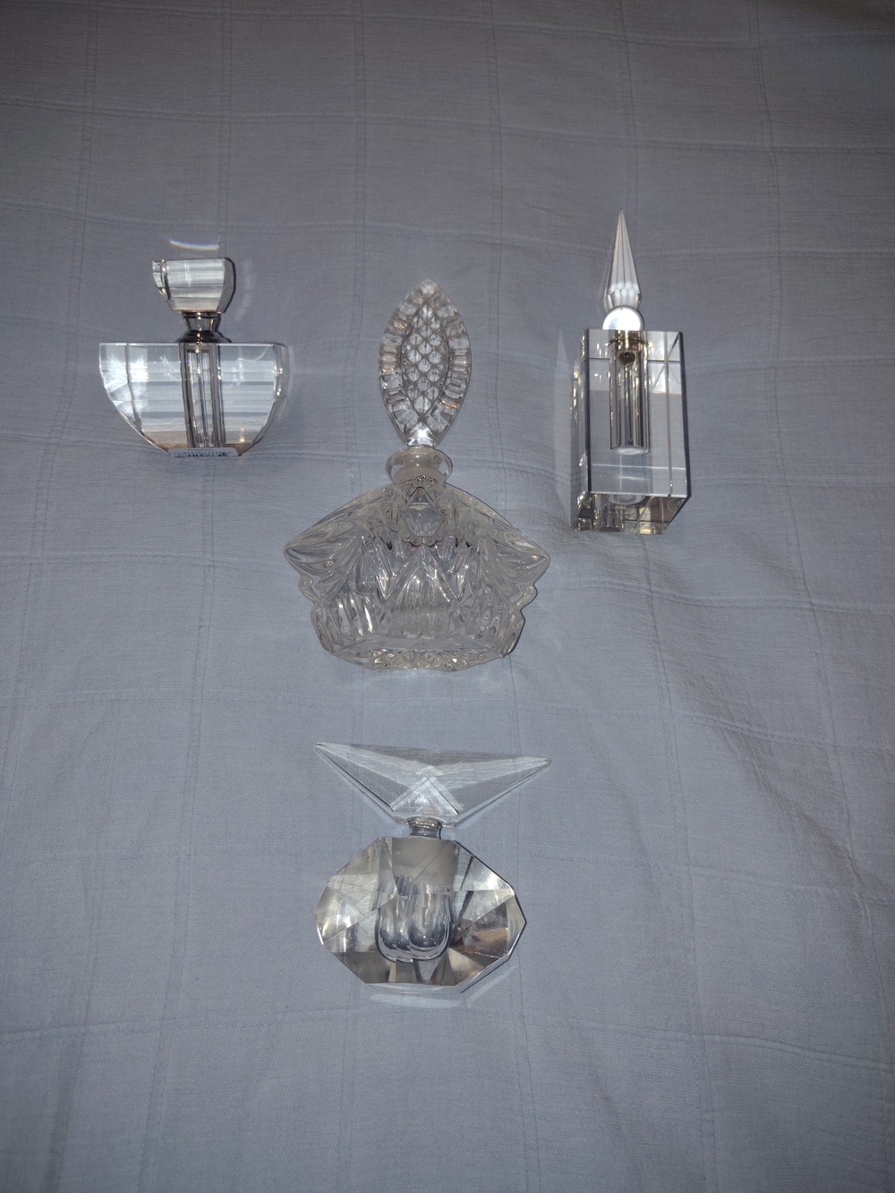 Clear Crystal Perfume Bottle Collection - Cut Glass Stoppers